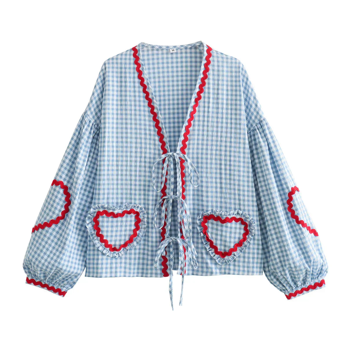 Antonia® | Vintage Blouse Stylish Women'S Blouse With Heart Pattern, Long Sleeves And Bow Details