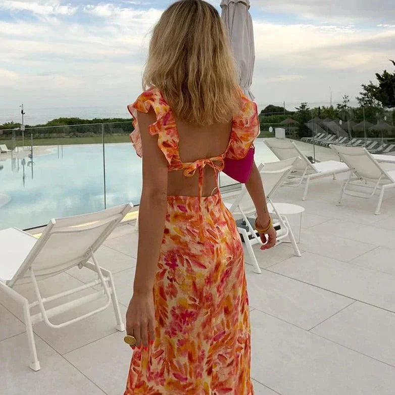 Claudia® | Fashionable Dress With Flowers In Orange