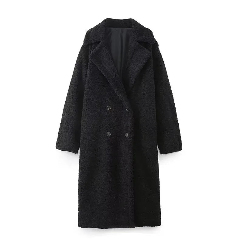 Dayana® | Long warm faux wool coat for women