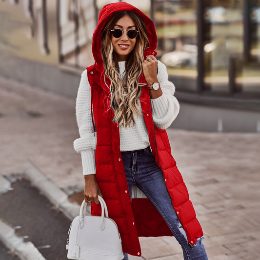 Kristen | Women's Hooded Longline Puffer Vest