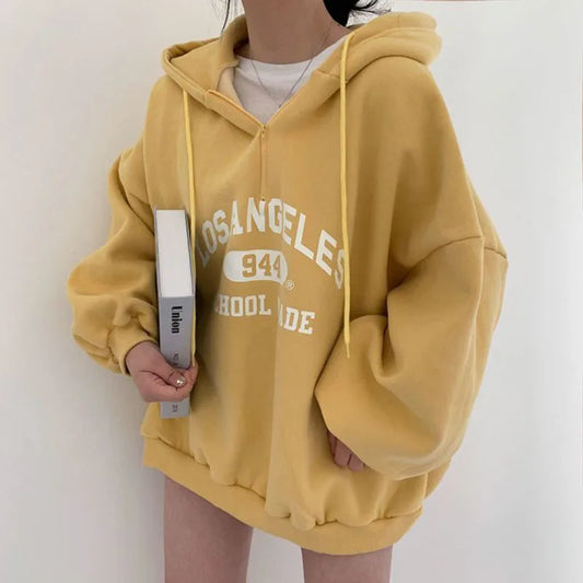 Cristina | Front printed loose hoodie for women