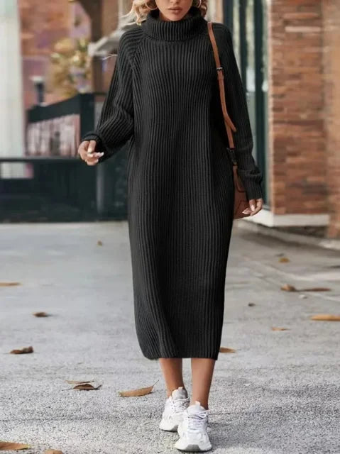 Cassandra® | Knitted sweater dress for women with high collar