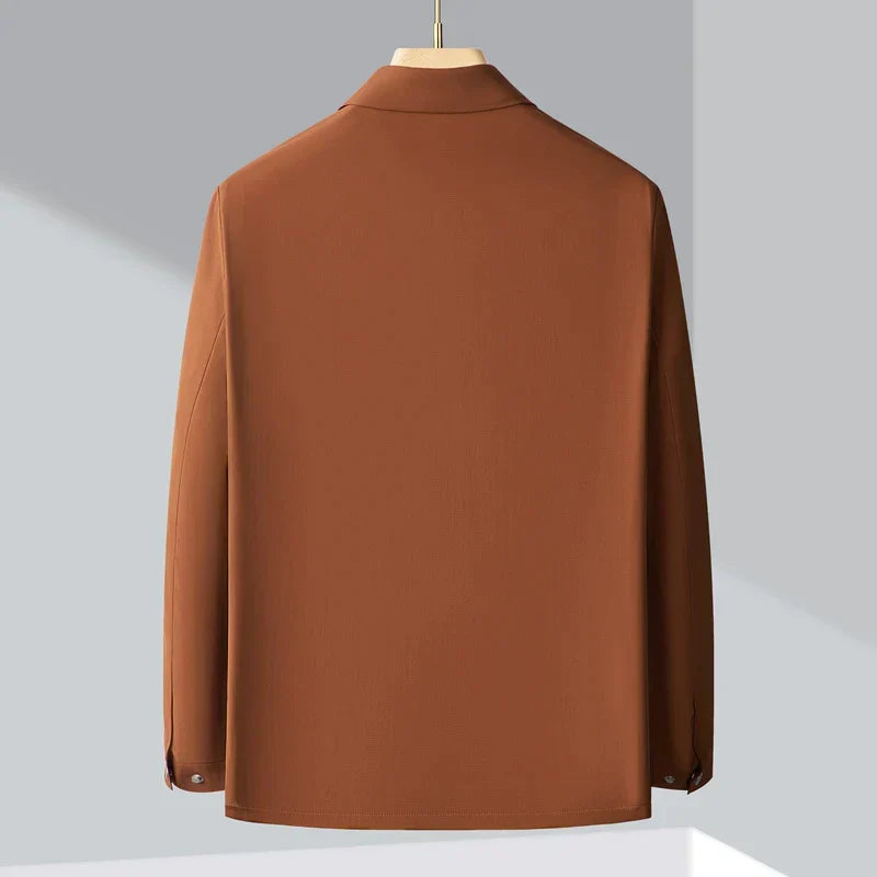 Men’s Jacket – Structured Fit – Collared – Plaid Lining – Hip Length – Casual Style