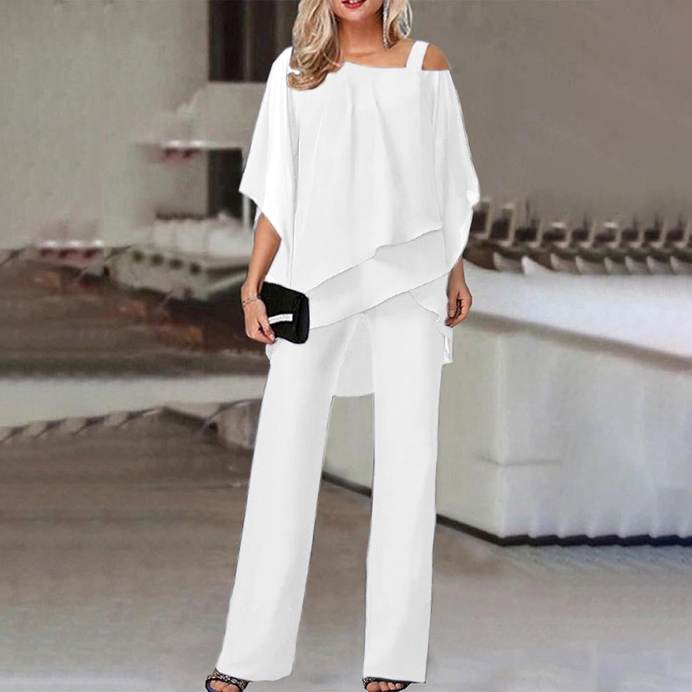 Adeline® | Elegant two-piece suit with cold shoulder design for women