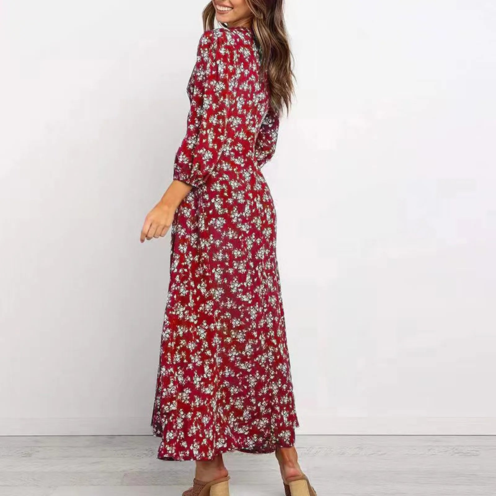 Marilyn | Elegant Floral V-neck Maxi Dress for Women