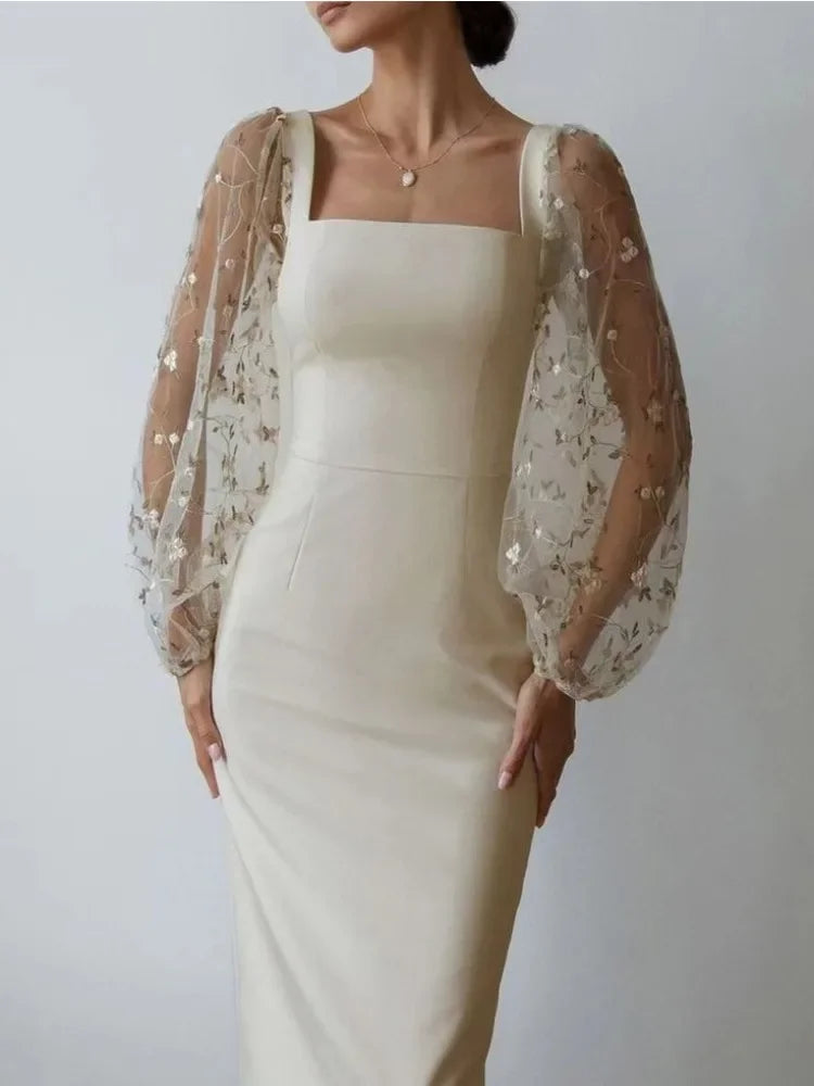 Alfonsine® | Evening And Party Dress With Square Neckline And Long Sleeves