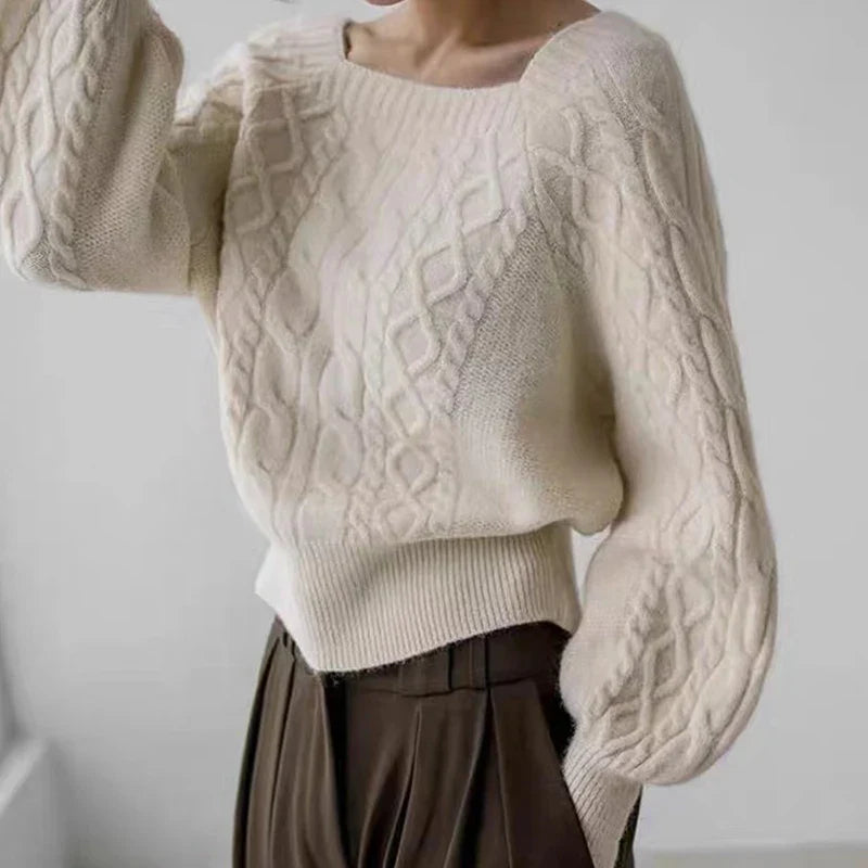 Dahlia® | Women's ribbed square collar sweater