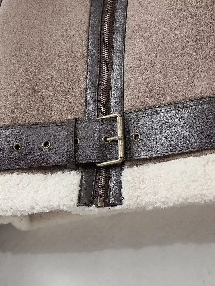 Camila® | Warm women's lambskin jacket with belt