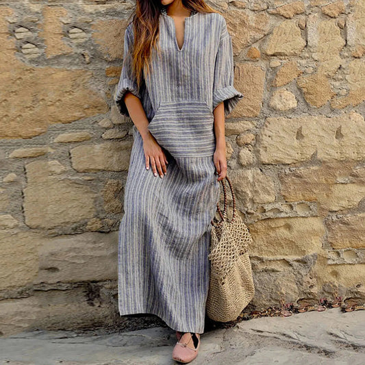 Dayana® | Long Striped Dress In Vintage Style