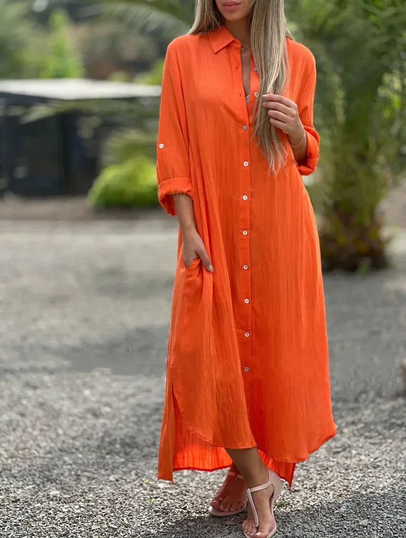 Mia | Elegant Cotton Hemp Summer Dress for Women