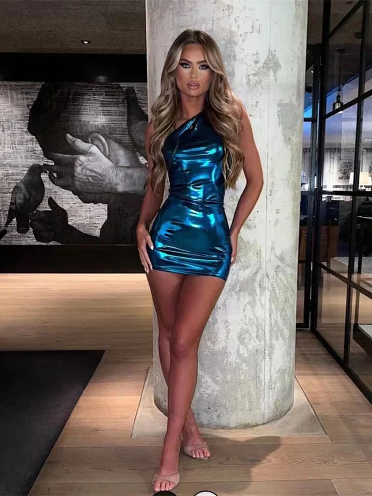 Carmen® | One-shoulder bodycon mini foil dress