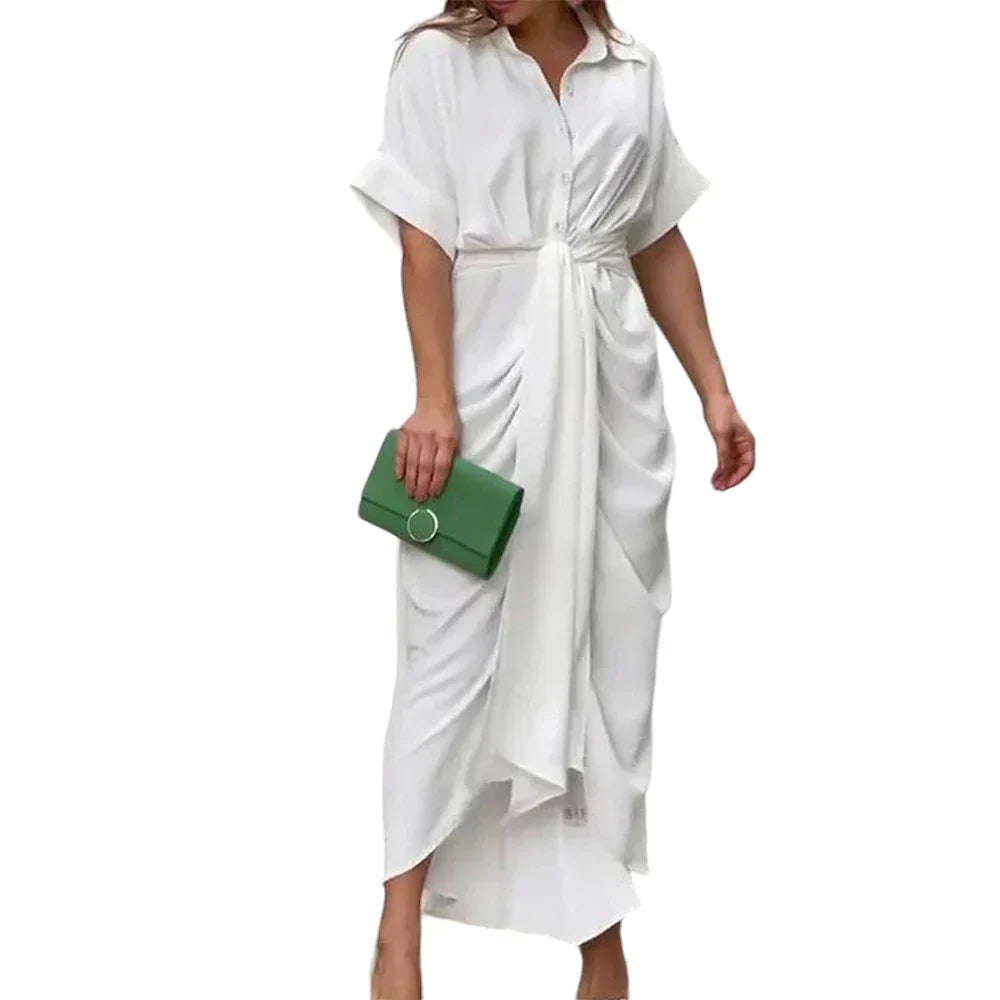 Amanda | Stylish Button-Down Draped Maxi Dress