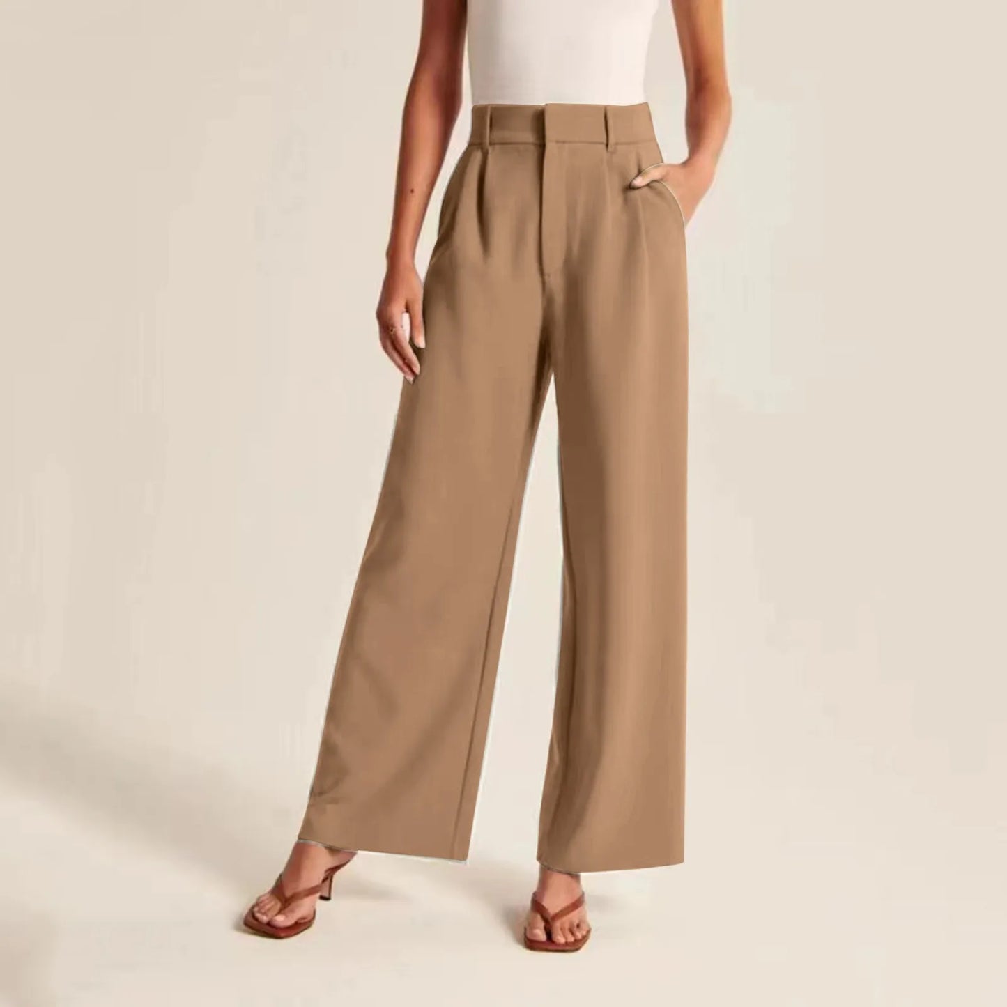 Adeline | Women's Wide Leg Trousers - High Waisted Elegant Fit