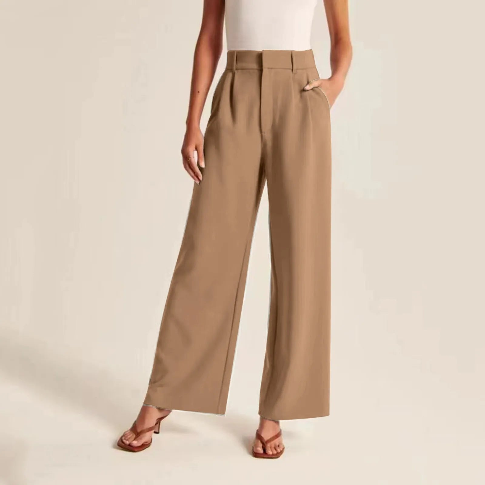 Adeline | Women's Wide Leg Trousers - High Waisted Elegant Fit