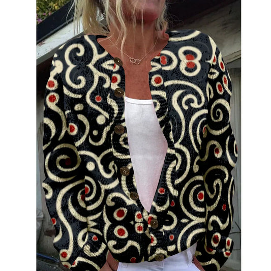 Carla | Knitted cardigan with graphic swirl print