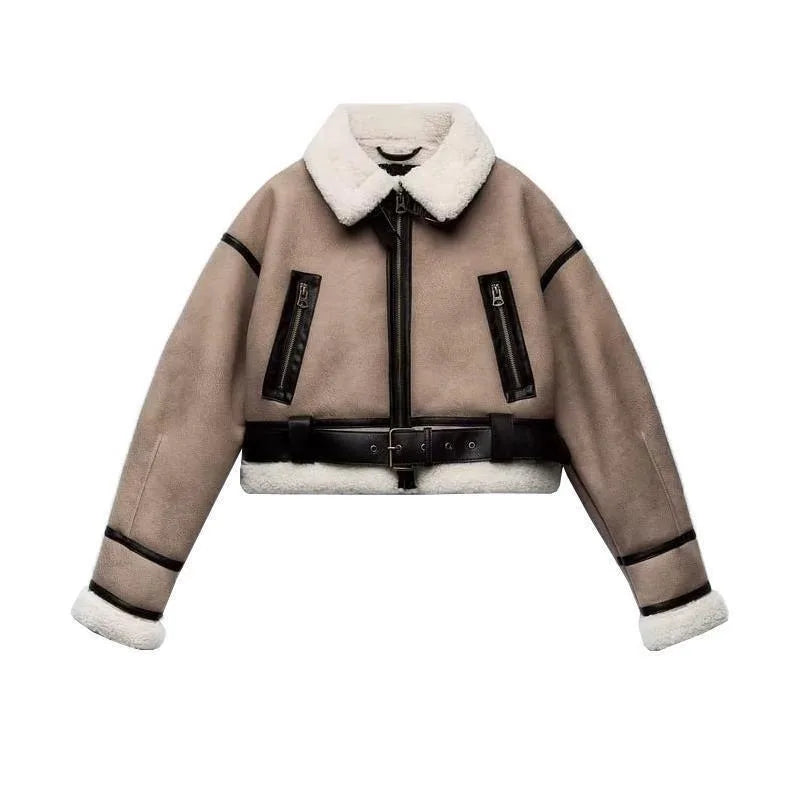 Camila® | Warm women's lambskin jacket with belt