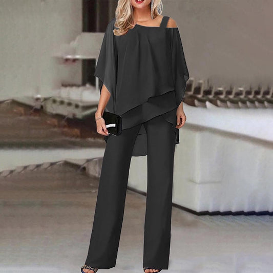 Adeline® | Elegant two-piece suit with cold shoulder design for women