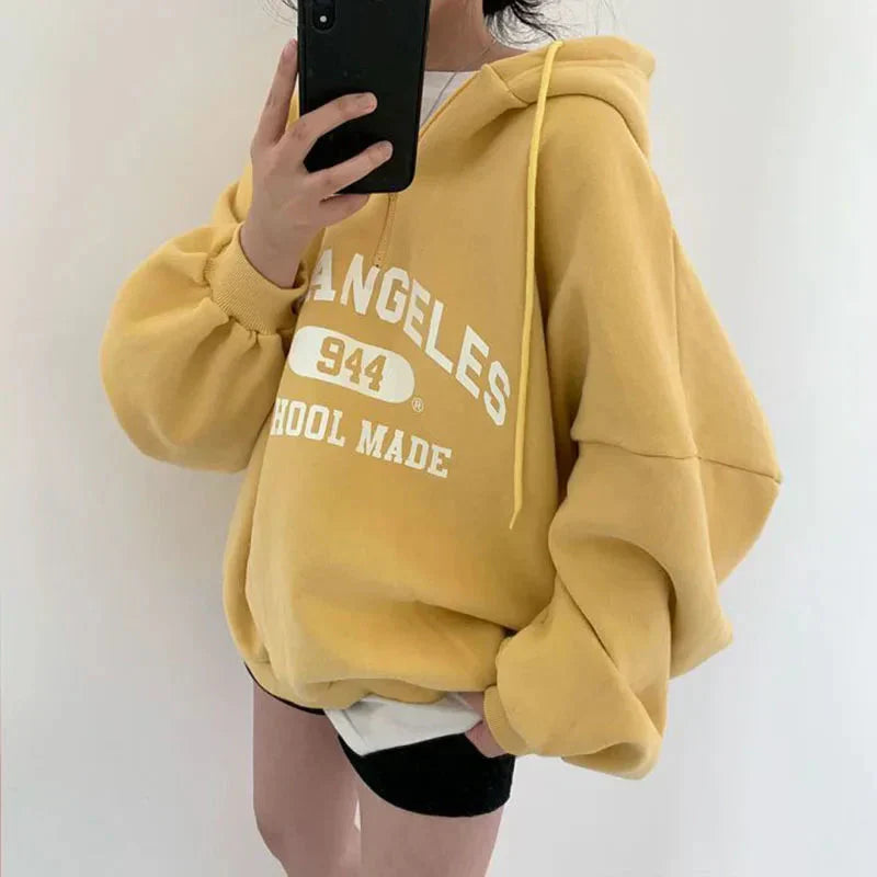 Cristina | Front printed loose hoodie for women
