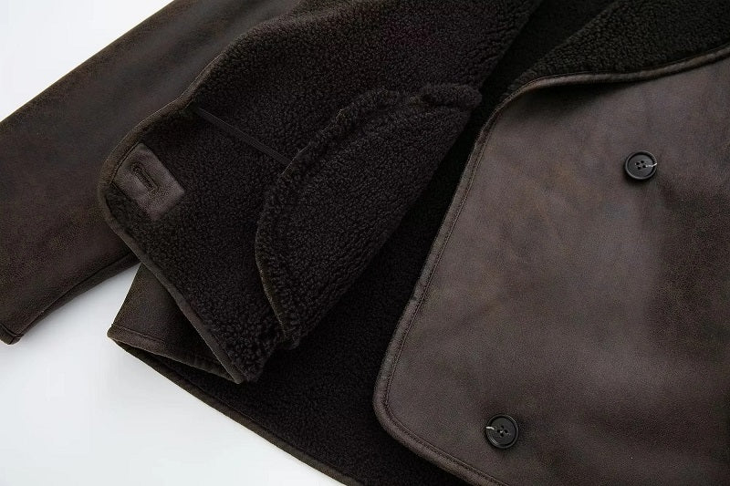Aurora® | Oversized brown leather jacket