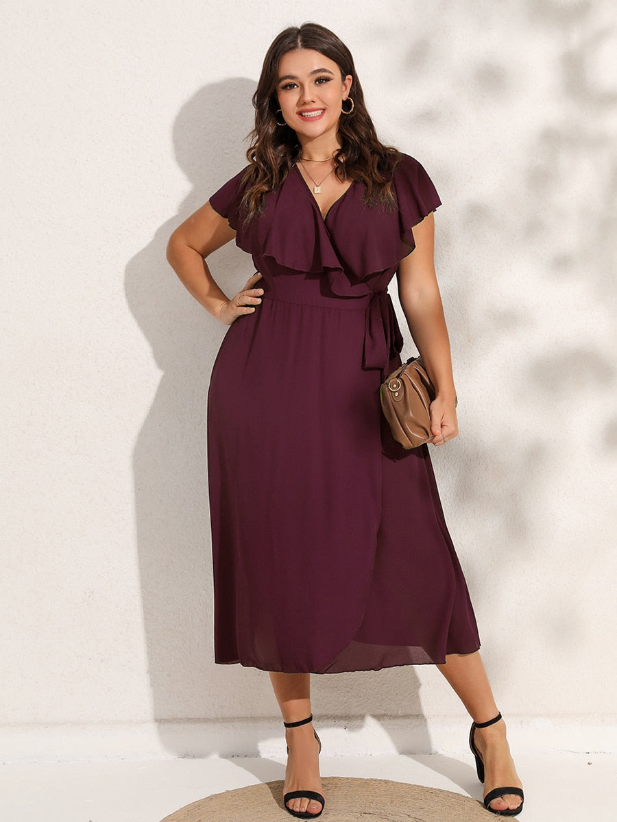 Beatriz® | Short sleeve V-neck wrap dress for women