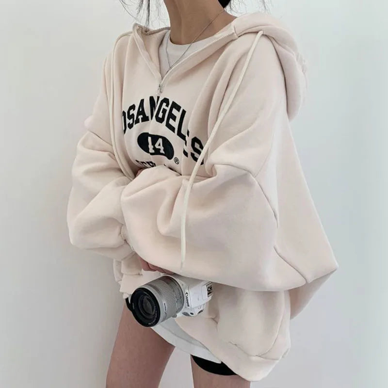 Cristina | Front printed loose hoodie for women