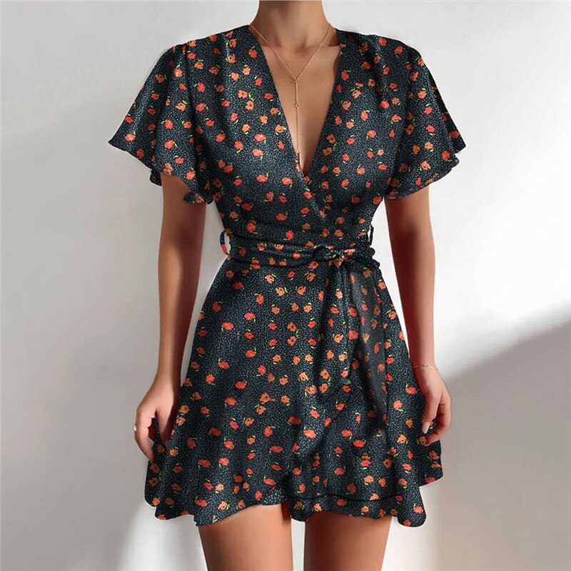 Dinora® | Fashionable Dress With Charming Ruffles And V-Neck