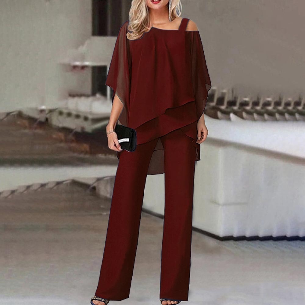 Adeline® | Elegant two-piece suit with cold shoulder design for women