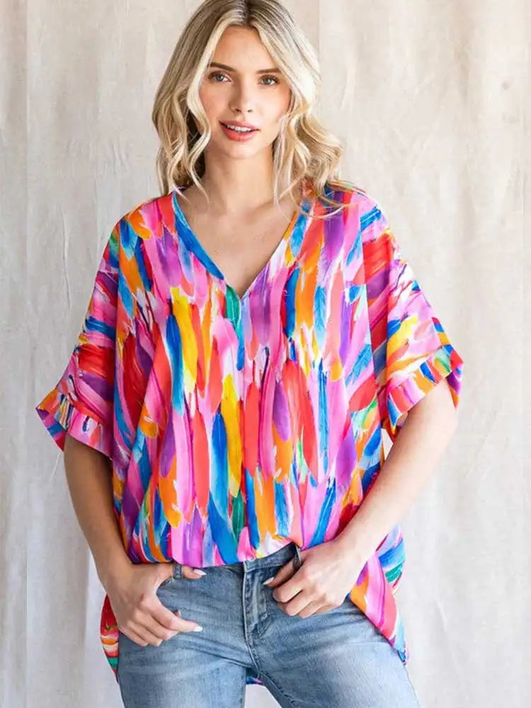 Brigitta® | Colorful Feather Blouse