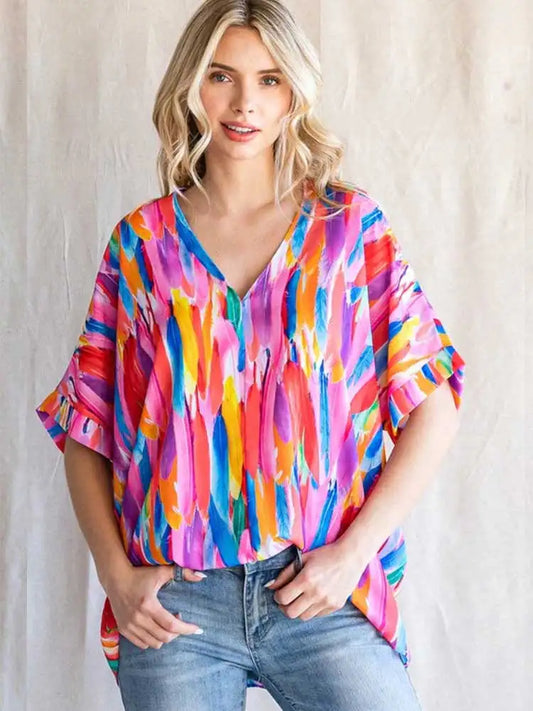 Brigitta® | Colorful Feather Blouse