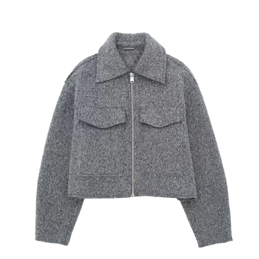 Clara® | Gray jacket with zip pockets