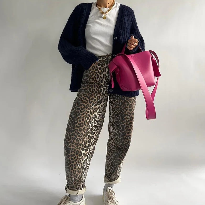Anya® | Vintage Jeans With Leopard Print