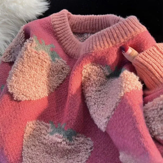 Carmen® | Pink oversized sweater with wedge heel