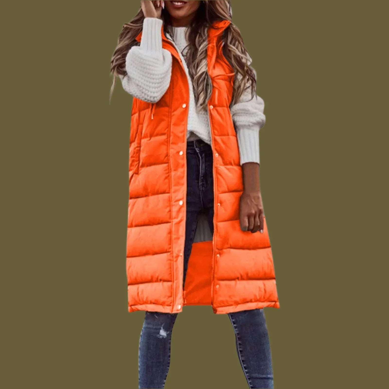 Women’s Quilted Vest – Relaxed Fit – Long Length – Hooded – Insulated Casual Layer