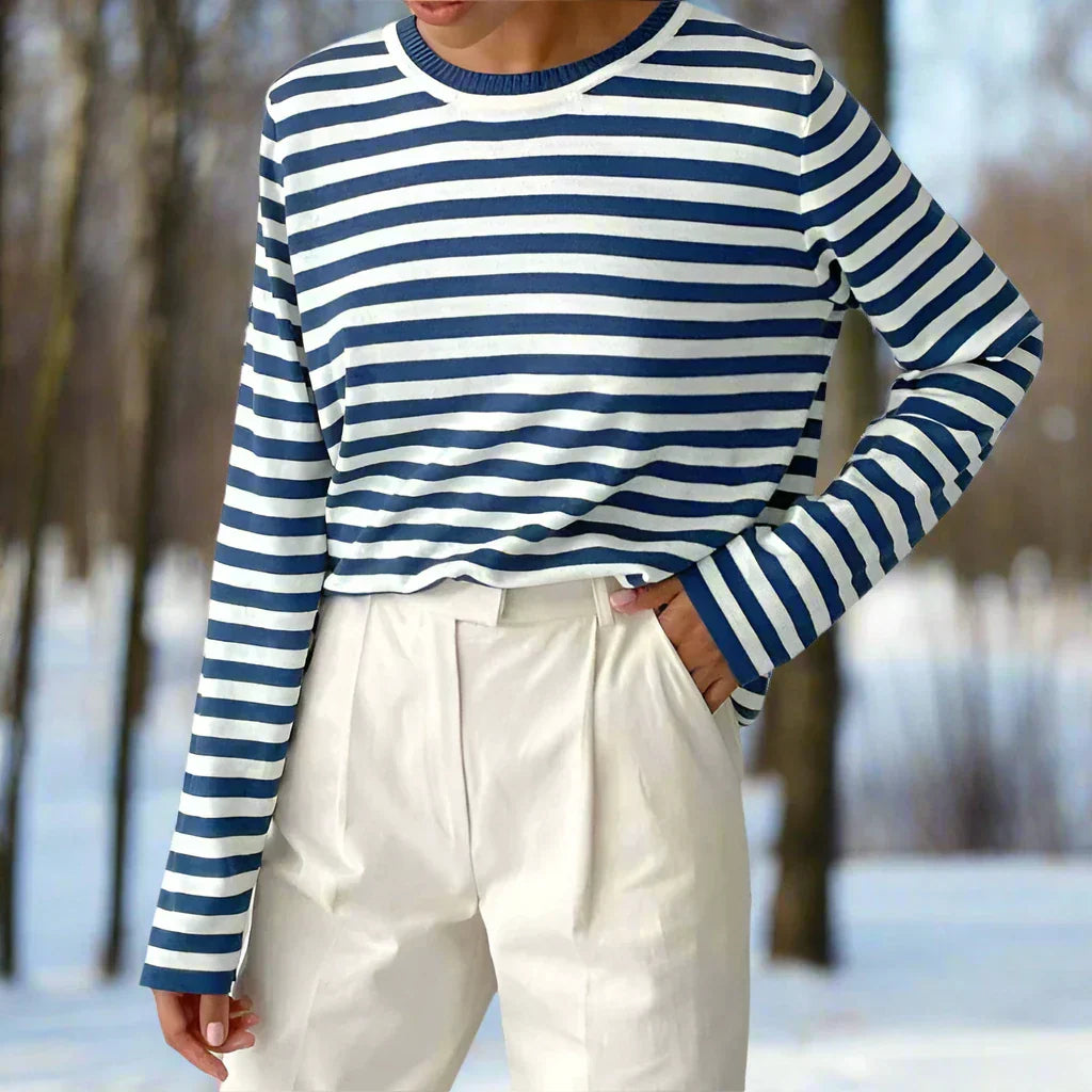 Gail | Striped Cotton Long Sleeve T-Shirt for Women