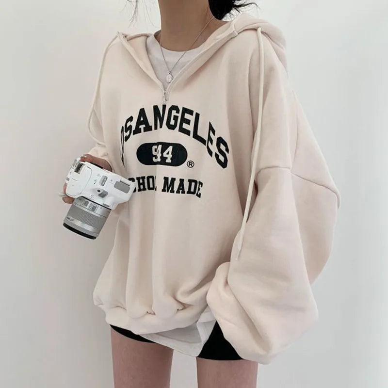 Cristina | Front printed loose hoodie for women