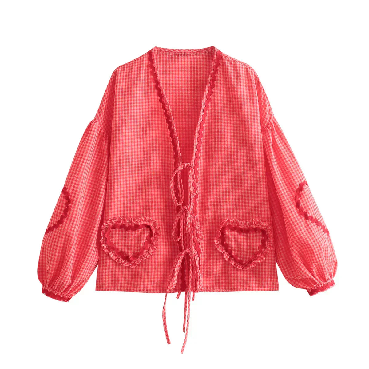 Antonia® | Vintage Blouse Stylish Women'S Blouse With Heart Pattern, Long Sleeves And Bow Details