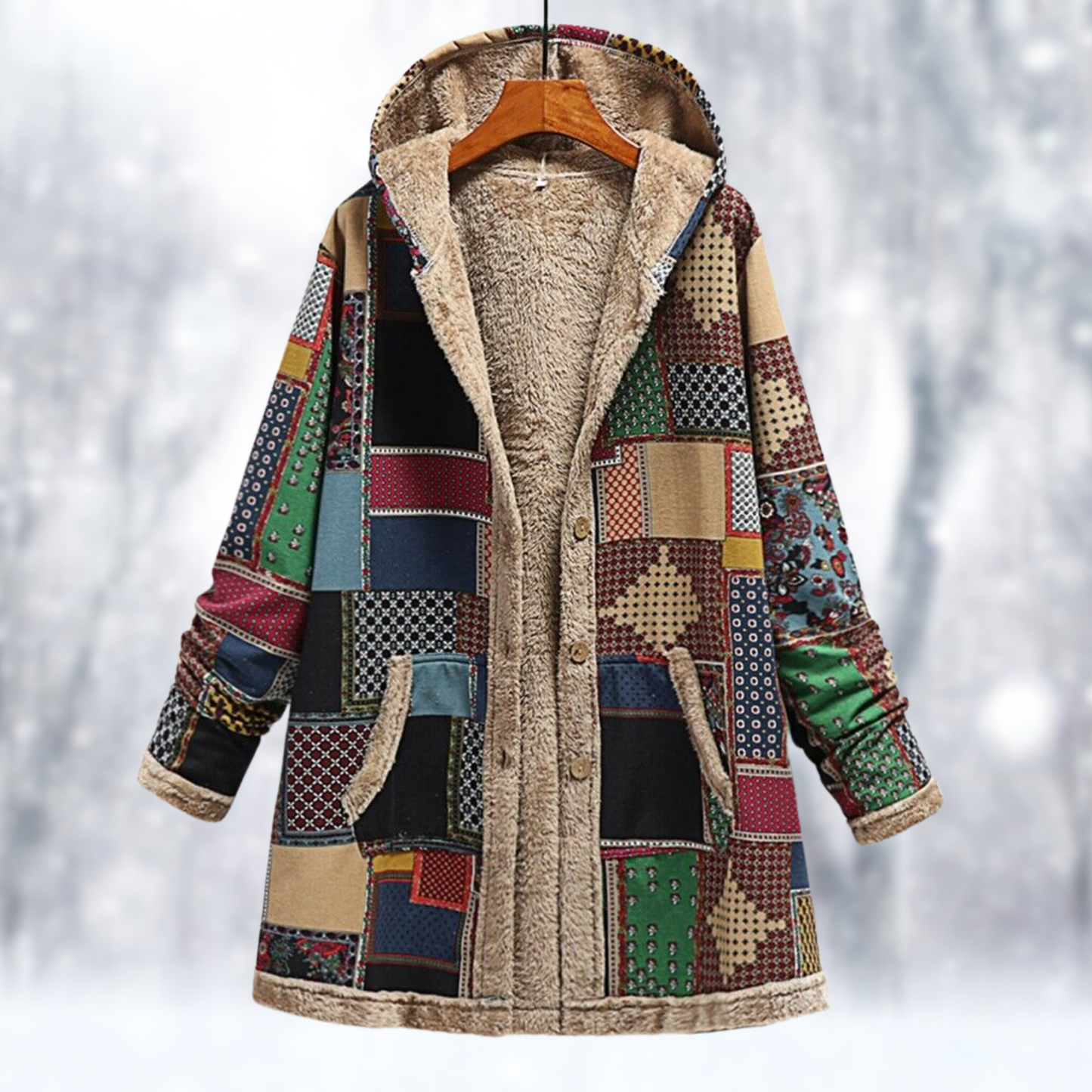 Claudia | Patchwork Cape Coat for Women