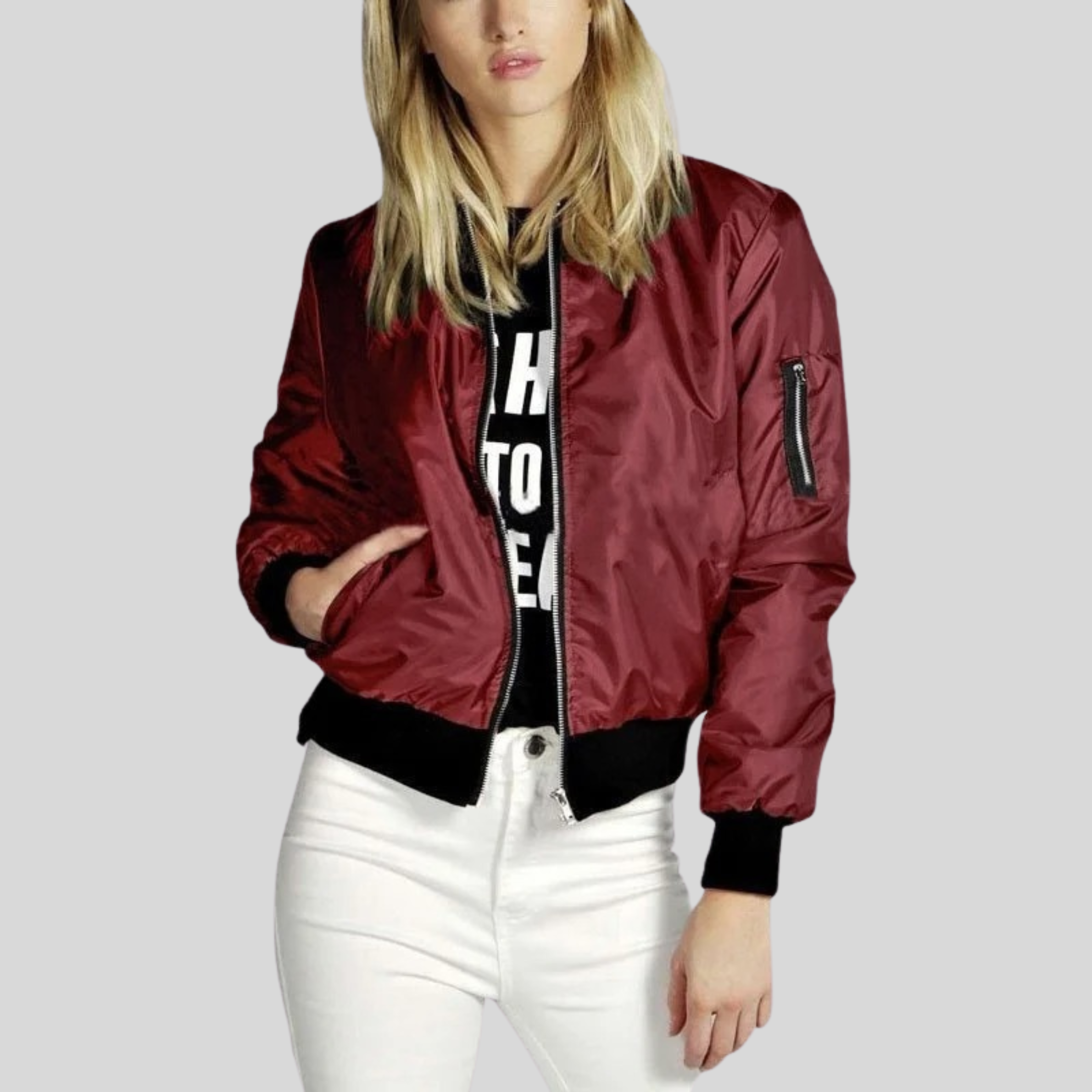 Julie | Women's Zip-Up Bomber Jacket