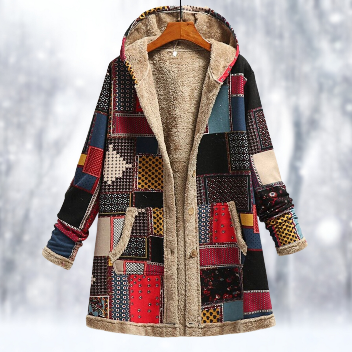 Claudia | Patchwork Cape Coat for Women