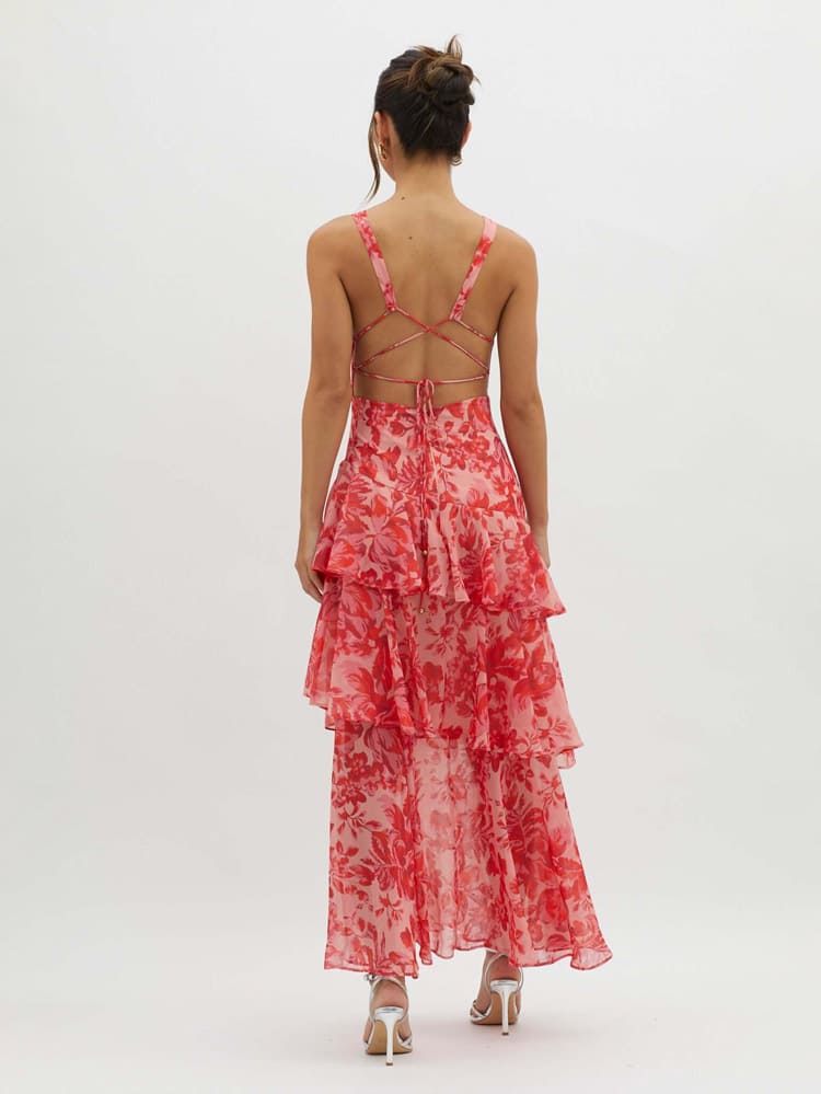 Kay | Strappy Back Floral Maxi Dress for Spring Elegance