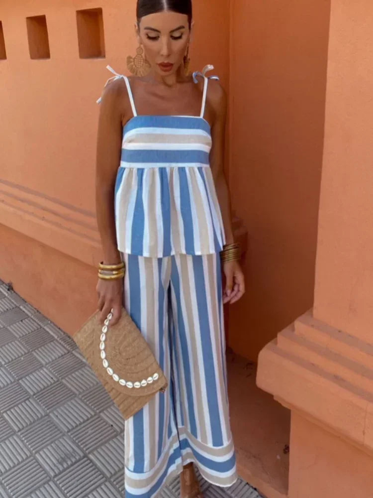 Jordan | Striped Trousers Summer Set for Chic Comfort