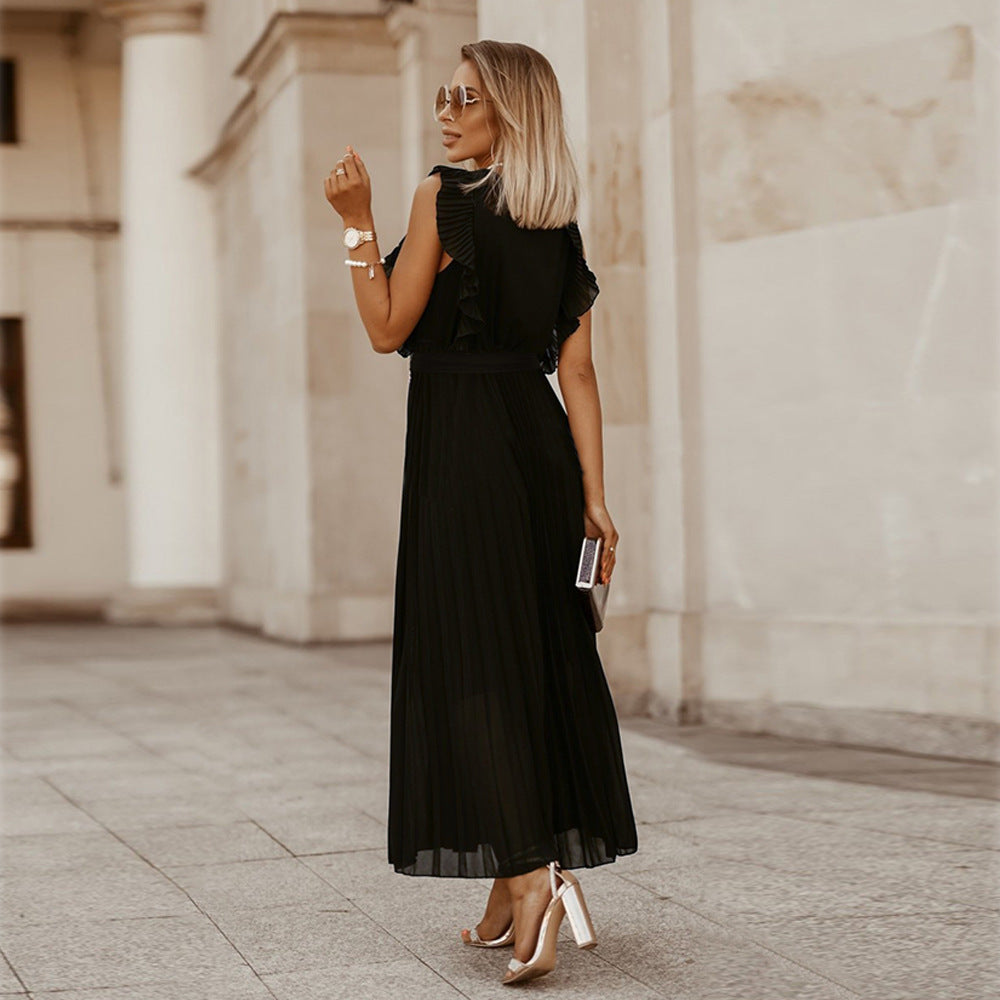 Celia® | Black Maxi Dress With Pleats