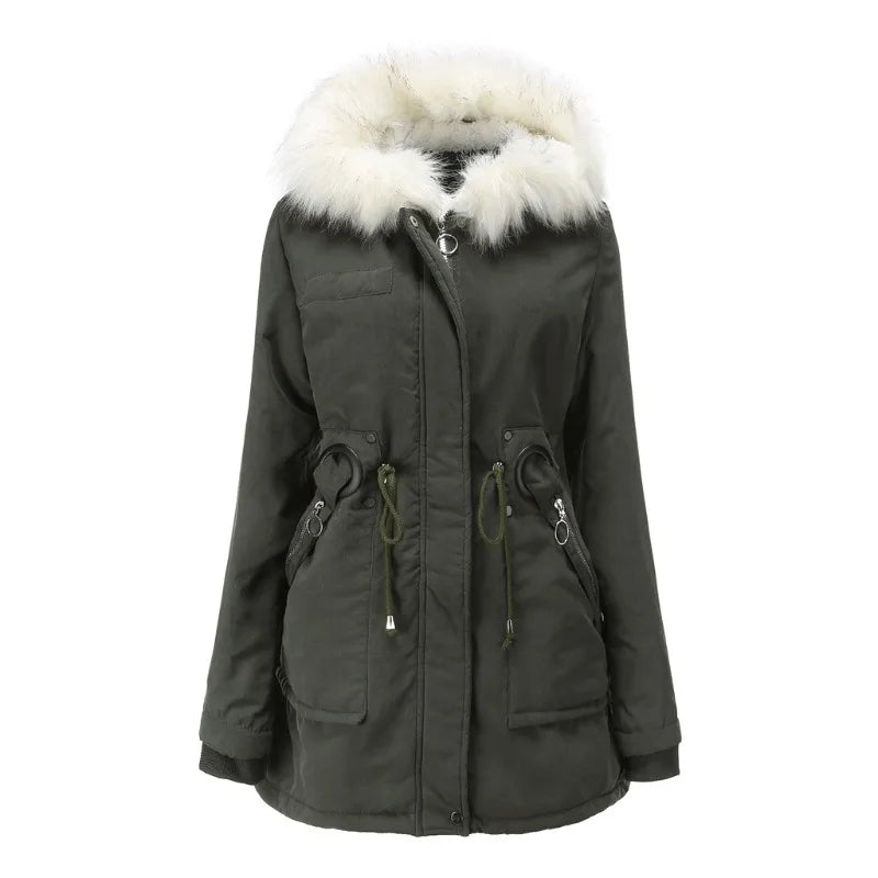Barbara® | Half-length women's winter coat with white fur collar