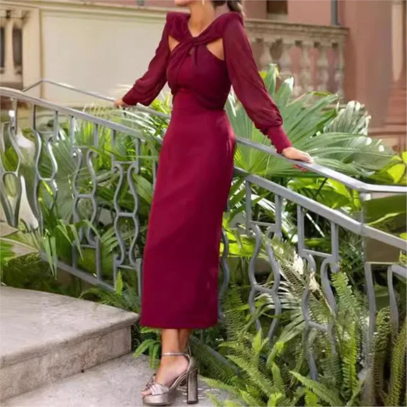 Brigida® | Elegant midi dress with openwork detail