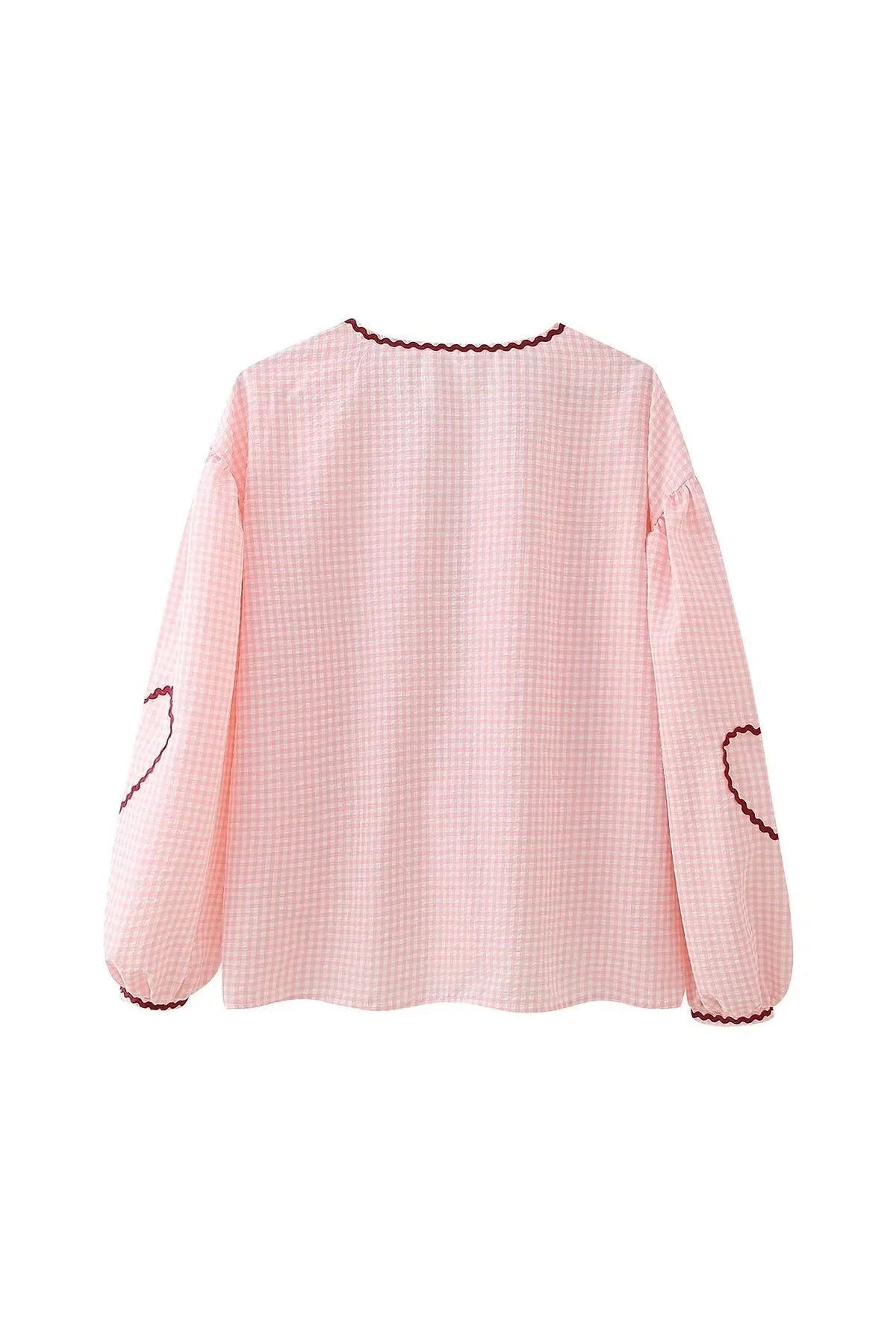 Carolina® | Checked blouse with bow and heart-shaped details