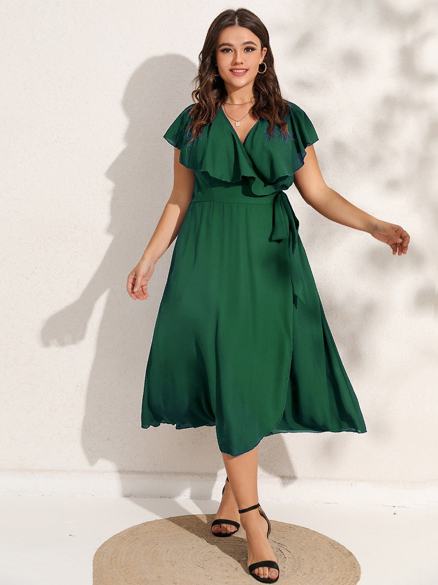 Beatriz® | Short sleeve V-neck wrap dress for women