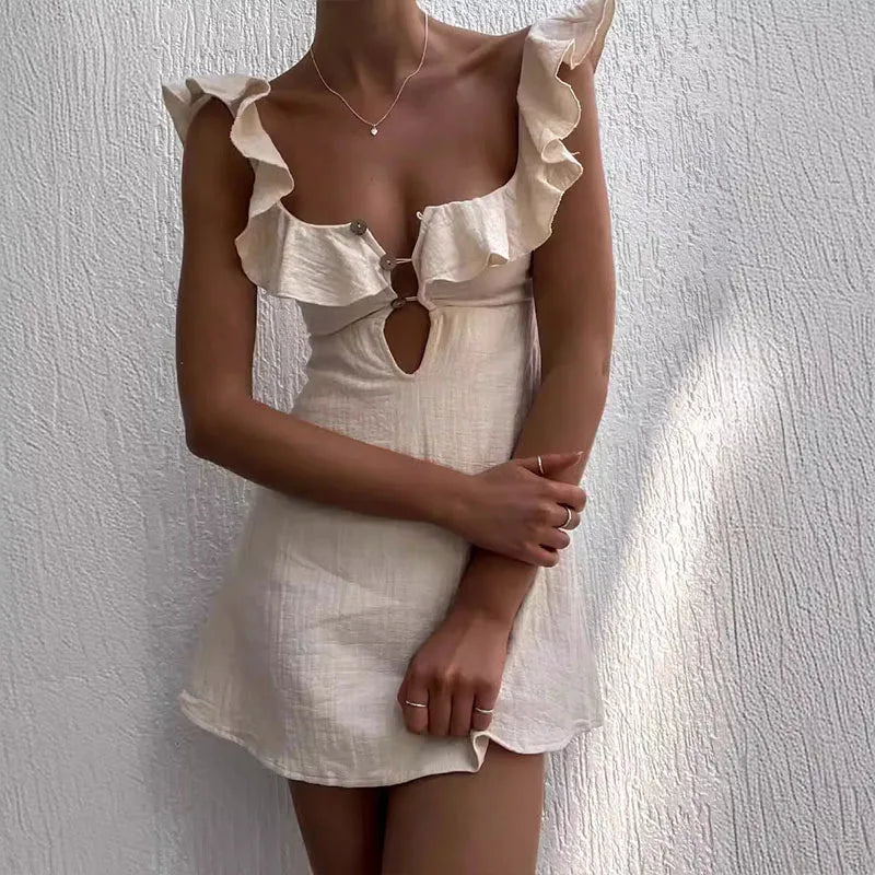 Eleanor® | Women'S Short Summer Dress With V-Neck And Ruffles