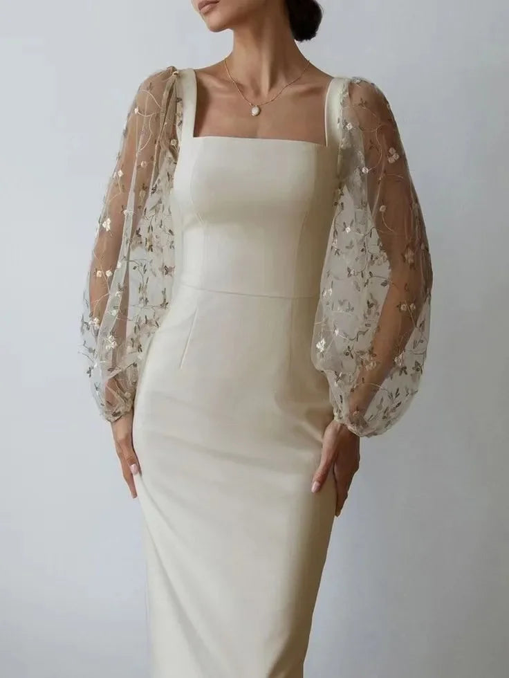 Aurora® | Evening And Party Dress With Square Neckline And Long Sleeves