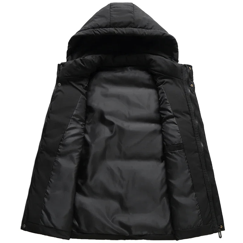 Men's Puffer Vest – Quilted Insulation – Adjustable Hood – Relaxed Fit – Zip Pockets