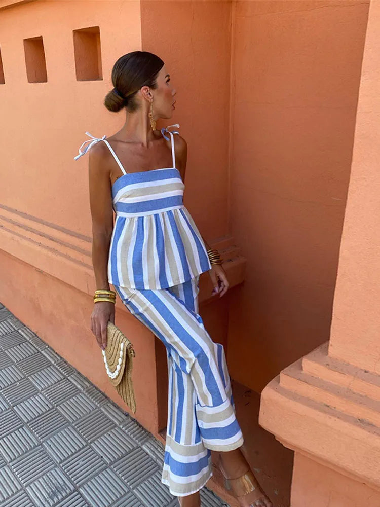 Jordan | Striped Trousers Summer Set for Chic Comfort